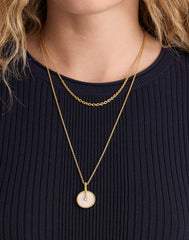 Two-Pack Stone Inlay Coin Necklace Set MOTHER OF PEARL