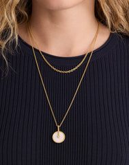 Two-Pack Stone Inlay Coin Necklace Set MOTHER OF PEARL