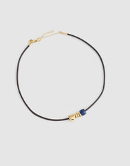 Semiprecious Charm Leather Choker Necklace DARK CAROB