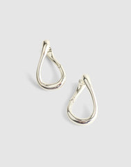 Front-Back Twisted Large Hoop Earrings WARM SILVER