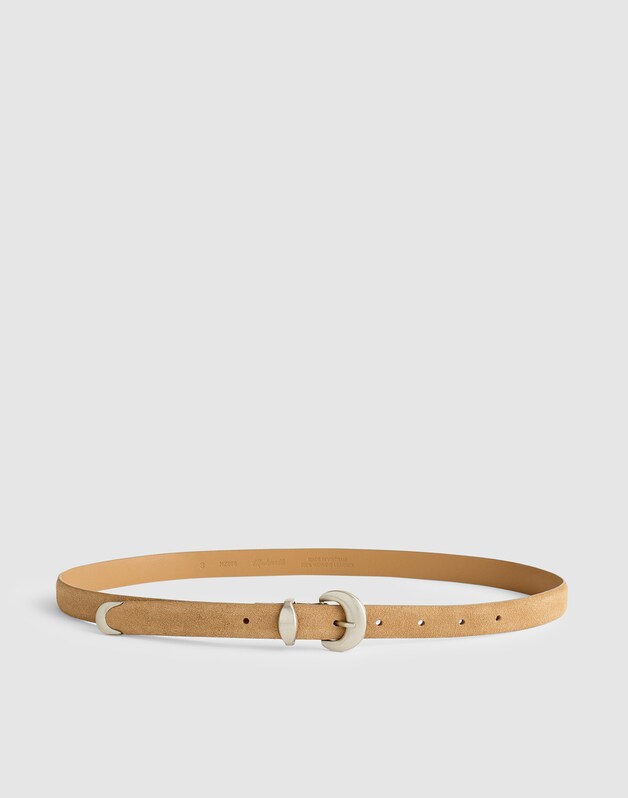 Domed-Buckle Belt in Suede WALNUT SHELL