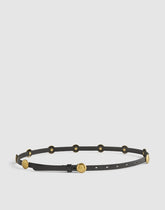 Dome-Studded Skinny Belt in Leather TRUE BLACK