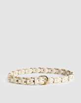 Metal Ring Woven Belt in Leather VINTAGE MUSLIN