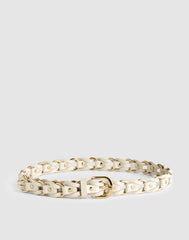 Metal Ring Woven Belt in Leather VINTAGE MUSLIN