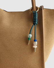 Braided Leather Bag Charm FOREST