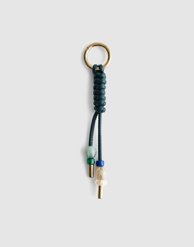 Braided Leather Bag Charm FOREST