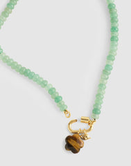 Semiprecious Beaded Carabiner Charm Necklace ANTIQUE JADE