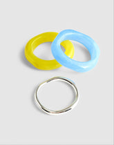 Three-Pack Sculptural Resin Bangle Bracelet Set TRANQUIL BLUE