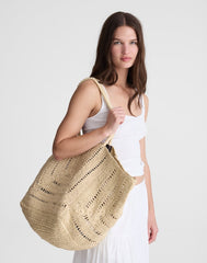 The Shopper Tote in Eyelet Raffia NATURAL
