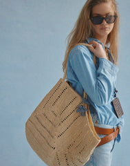 The Shopper Tote in Eyelet Raffia NATURAL