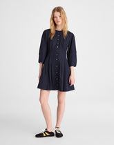 Sculptural-Sleeve Pleated Mini Dress CLASSIC NAVY
