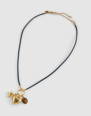 Heart Charm Cord Necklace ANTIQUE GOLD