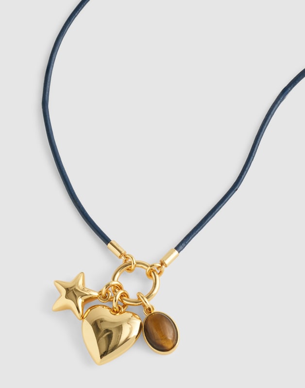 Heart Charm Cord Necklace ANTIQUE GOLD