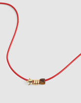 Semiprecious Charm Leather Choker Necklace CHERRY