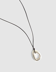Sculptural Pendant Cord Necklace WARM SILVER