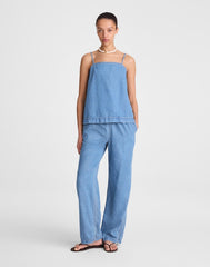 Airy Denim Squareneck Shell Top LIDO WASH