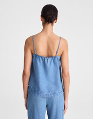 Airy Denim Squareneck Shell Top LIDO WASH