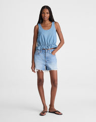 Airy Denim Scoopneck Peplum Top LIDO WASH