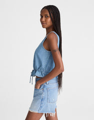 Airy Denim Scoopneck Peplum Top LIDO WASH