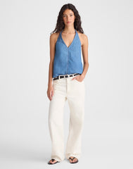 Denim Halter Shell Top SEASIDE WASH
