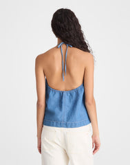 Denim Halter Shell Top SEASIDE WASH