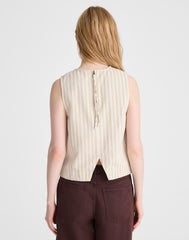 Denim Boxy Shell Top KHAKI SAND STRIPE