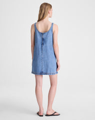Denim Embroidered Mini Dress WORN MID INDIGO