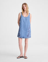 Denim Embroidered Mini Dress WORN MID INDIGO