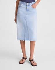 Denim Midi Skirt in Foster Wash FOSTER WASH