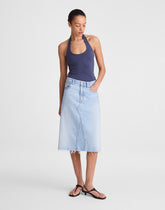 Denim Midi Skirt in Foster Wash FOSTER WASH