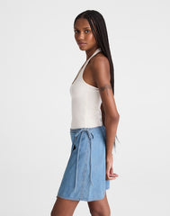 Airy Denim Wrap Mini Skirt LIDO WASH
