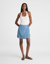 Airy Denim Wrap Mini Skirt LIDO WASH