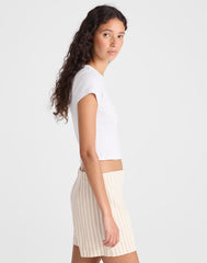 Denim Wrap Mini Skort KHAKI SAND STRIPE