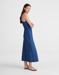 Denim One-Shoulder Maxi Dress MARINA BLUE