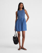 The Denim Melody Smocked Mini Dress COVE WASH