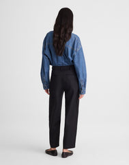 The Barrel-Leg Pant in Drapey Twill TRUE BLACK
