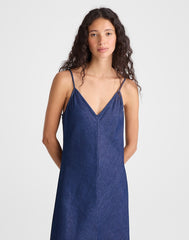 Airy Denim Maxi Slip Dress NOSTALGIC BLUE
