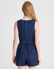 Denim Boatneck Skort Romper NOSTALGIC BLUE