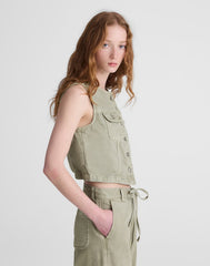 Cropped Vest in Airy Denim SAGEBRUSH