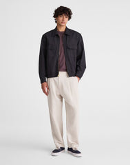 Double-Pleated Trousers in Meridian Linen Blend FORM GREY