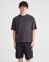 Double-Pleated Shorts in Meridian Linen Blend BLACK