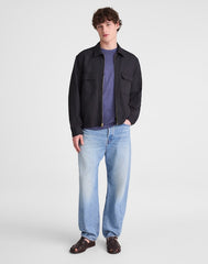 Zip-Front Jacket in Meridian Linen Blend BLACK