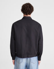Zip-Front Jacket in Meridian Linen Blend BLACK