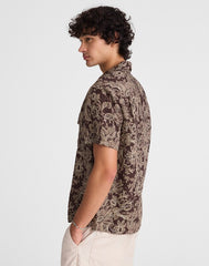Short-Sleeve Camp Shirt in Archive Linen Blend FLORAL STIPPLED TOILE PRINT
