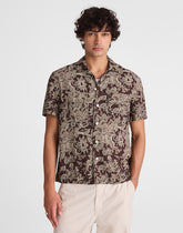 Short-Sleeve Camp Shirt in Archive Linen Blend FLORAL STIPPLED TOILE PRINT