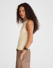 Boatneck Sweater Tank in Merino Wool-Silk Blend SHEER PINEAPPLE