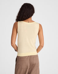 Boatneck Sweater Tank in Merino Wool-Silk Blend SHEER PINEAPPLE