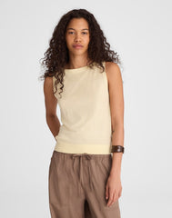 Boatneck Sweater Tank in Merino Wool-Silk Blend SHEER PINEAPPLE