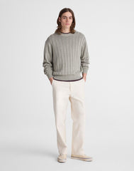 Crewneck Sweater in DuneRib Linen LIGHT SAGE