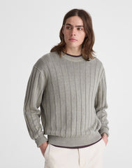Crewneck Sweater in DuneRib Linen LIGHT SAGE